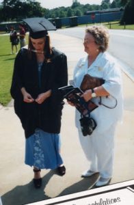 Bonnie Gillespie receives her Masters Degree in Journalism from the University of Georgia, 1997, with proud momma, Charlsie Simonds-Weaver