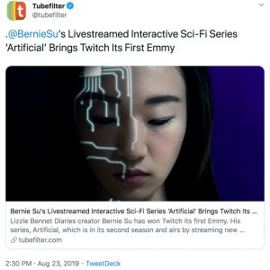 artificial wins twitch its first emmy