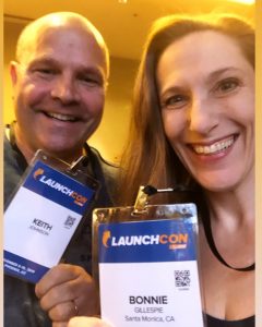 Keith Johnson and Bonnie Gillespie at Jeff Walker's LaunchCon 7 Nov. 2019