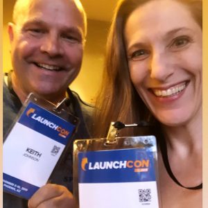 Keith Johnson and Bonnie Gillespie at Jeff Walker's LaunchCon 7 Nov. 2019