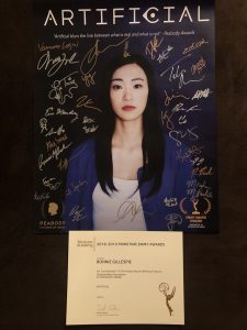 Artificial Autographed Poster and Emmy Certificate