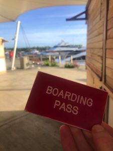 Bonnie Gillespie's Boarding Pass for the Malolo Cat in Fiji for UGWA2020