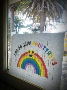 Window Sign Everything Will Be Okay Rainbow on Script Page by Bonnie Gillespie