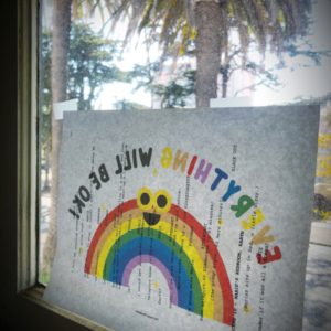 Window Sign Everything Will Be Okay Rainbow on Script Page by Bonnie Gillespie