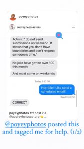 vanie poyey audrey helps actors agent email bullshit