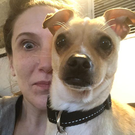 Bonnie Gillespie and her puppy, Mala Beads. This is 53... and 1.