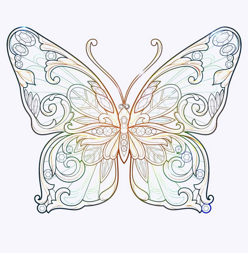 stained glass butterfly to color