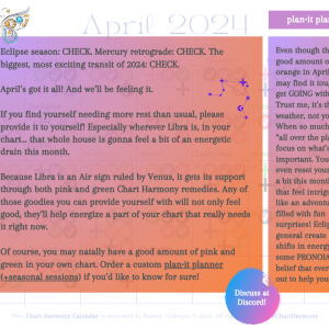 April 2024 Chart Harmony Calendar Overview by Bonnie Gillespie
