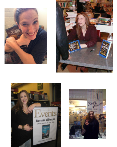 collage of early Self-Management for Actors book events with Bonnie Gillespie