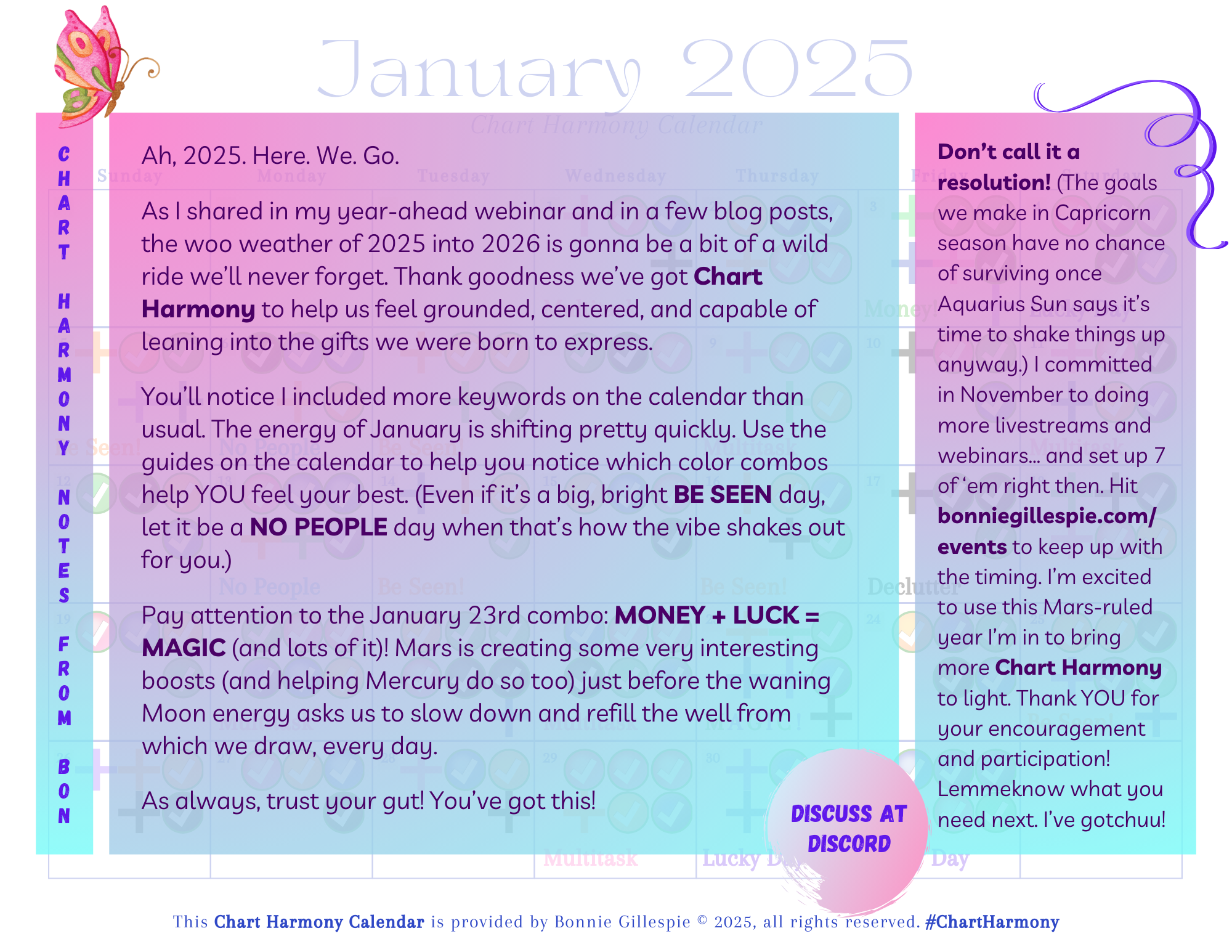 Chart Harmony for January 2025 Bonnie Gillespie