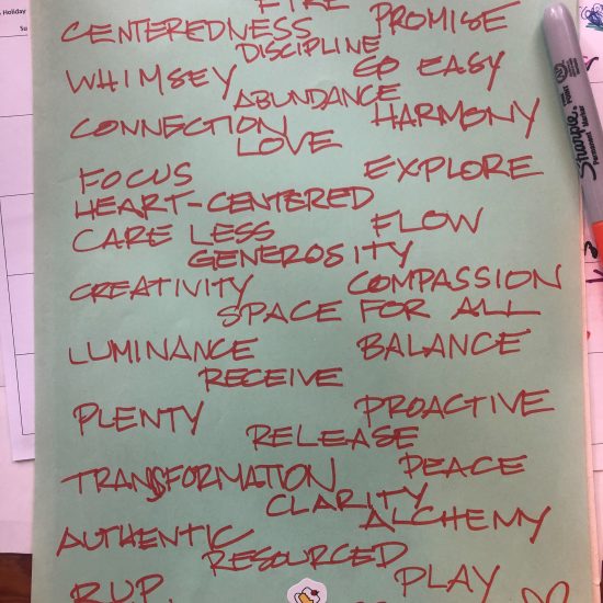 all-caps words brainstormed during Dec. 31st 2024 livestream about choosing a word of the year