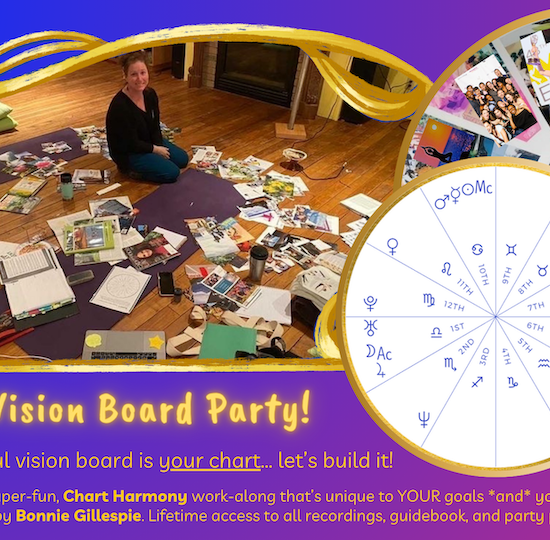 happy white lady sitting in a floor filled with vision board images and supplies