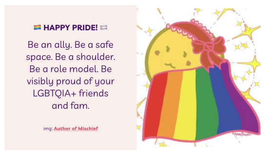 cartoon image of the planet Venus with a pink ribbon and PRIDE FLAG as a cape; stars and sparkles emanating from her